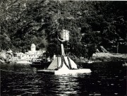 The statue of  "Christ of the Abyss" is immersed underwater at San Fruttoso sea bed